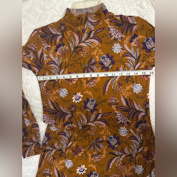 NWT Mudd brand Fall colored long sleeve Flare Dress with floral pattern - Picture 3 of 9